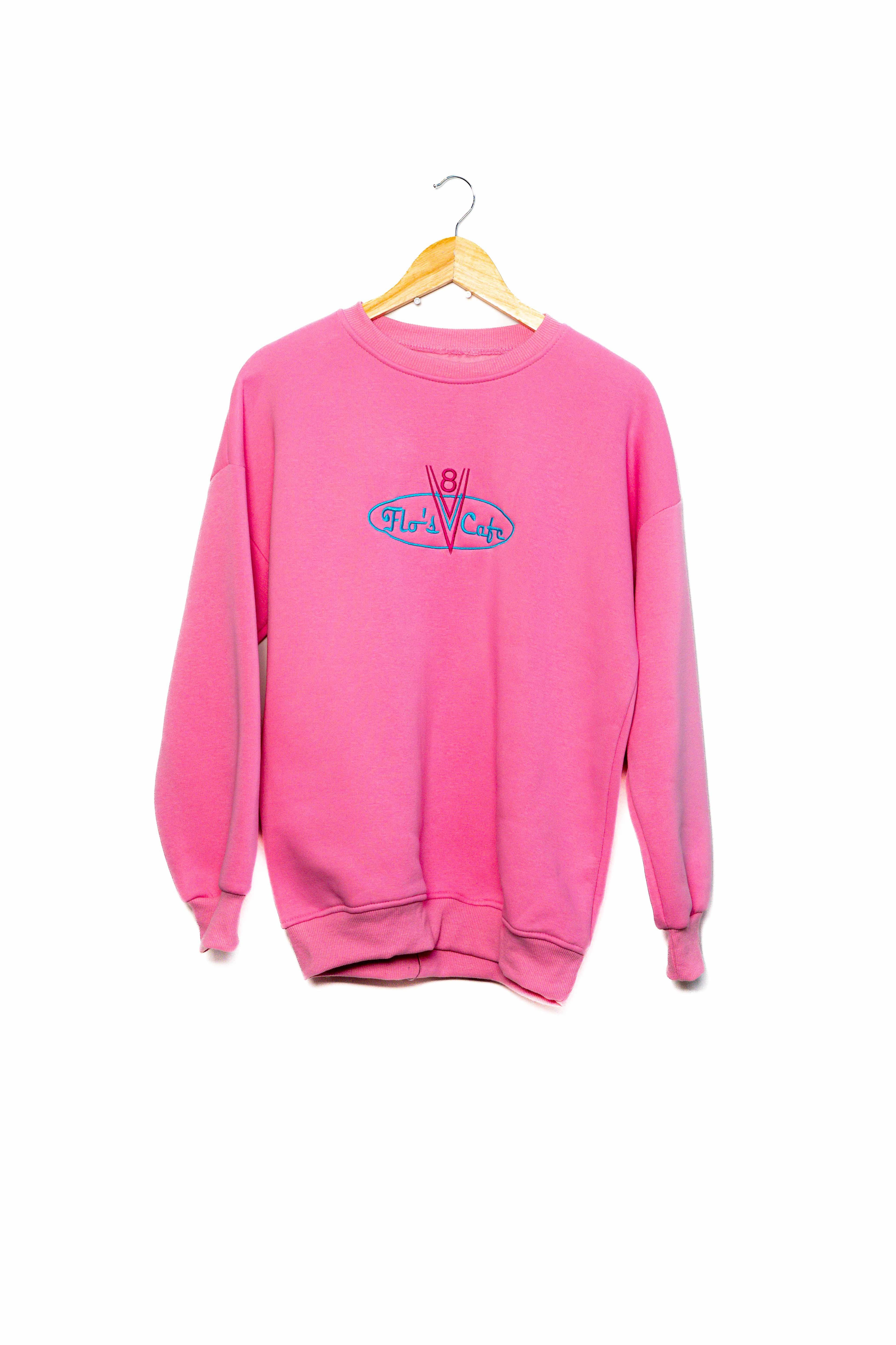 Bisiklet yaka 3 ip şardonlu flo's cafe nakışlı sweatshirt