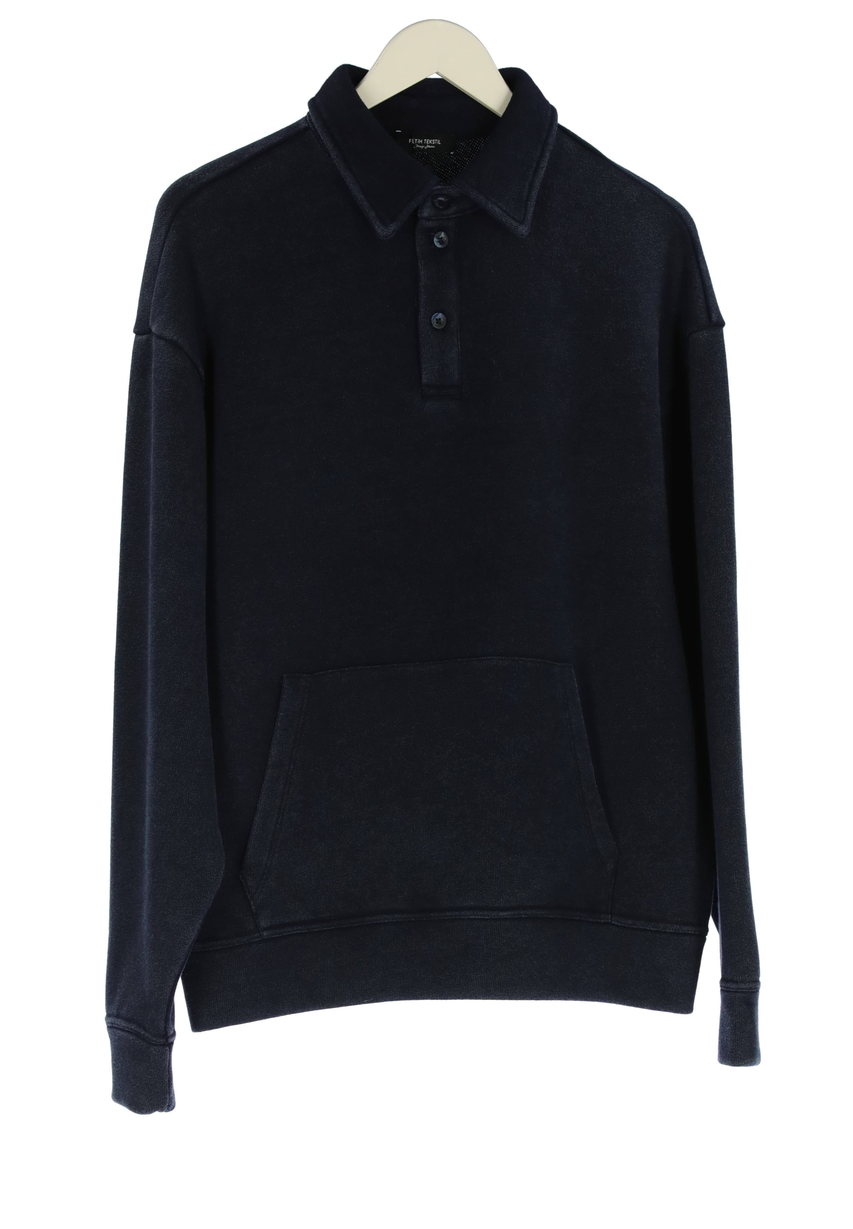 POLO COLLAR INDIGO SWEATSHIRT
