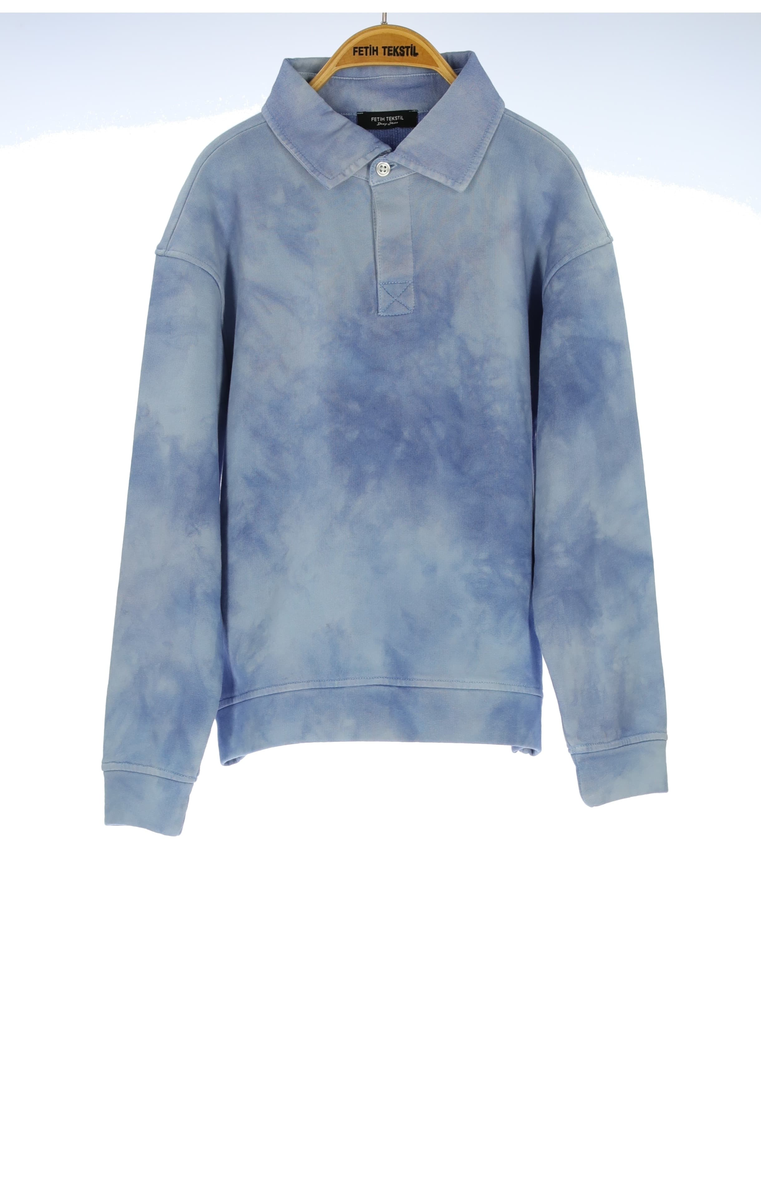 TIE DYE POLO COLLAR SWEATSHIRT