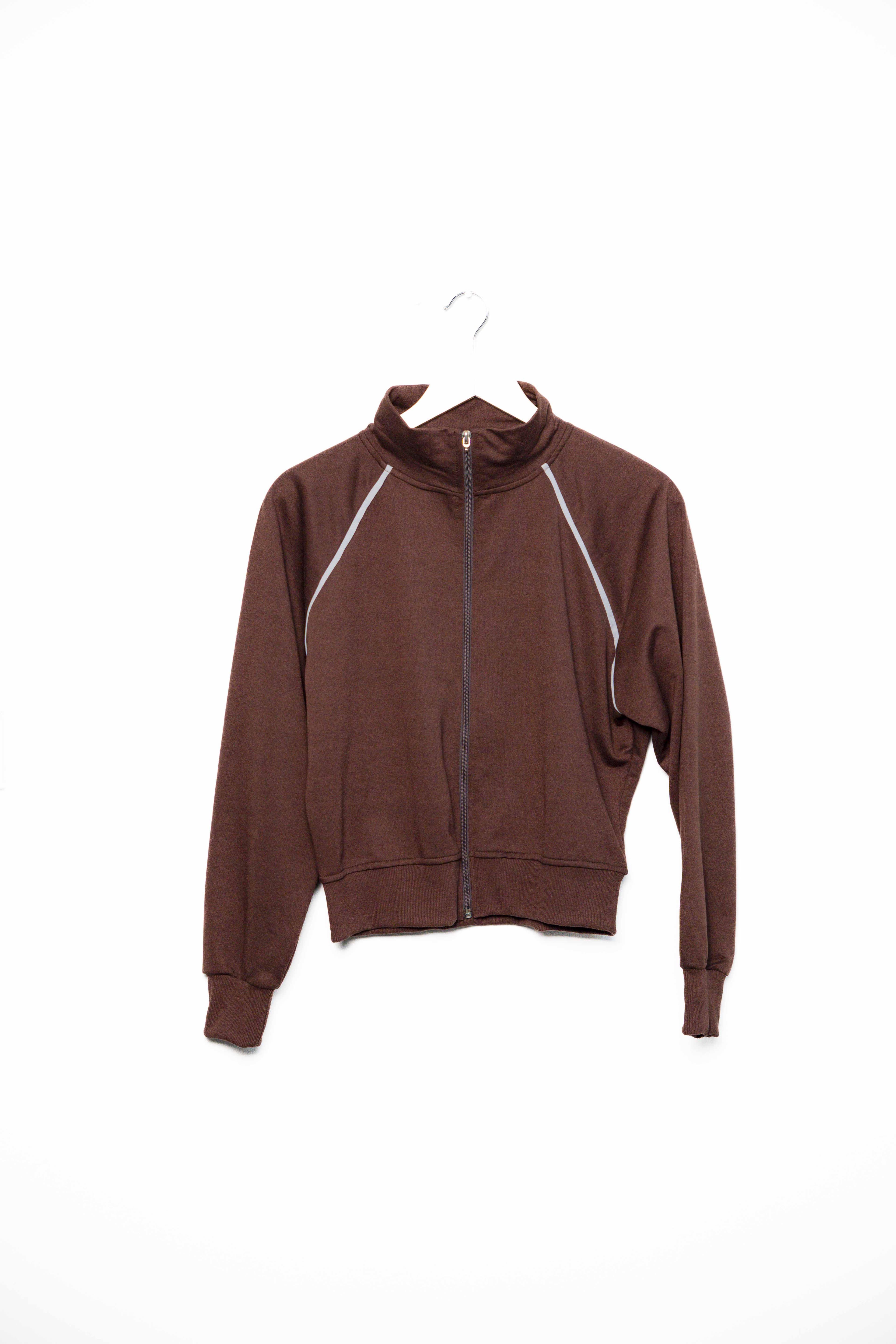 Dik yaka reglan kol biyeli sweatshirt