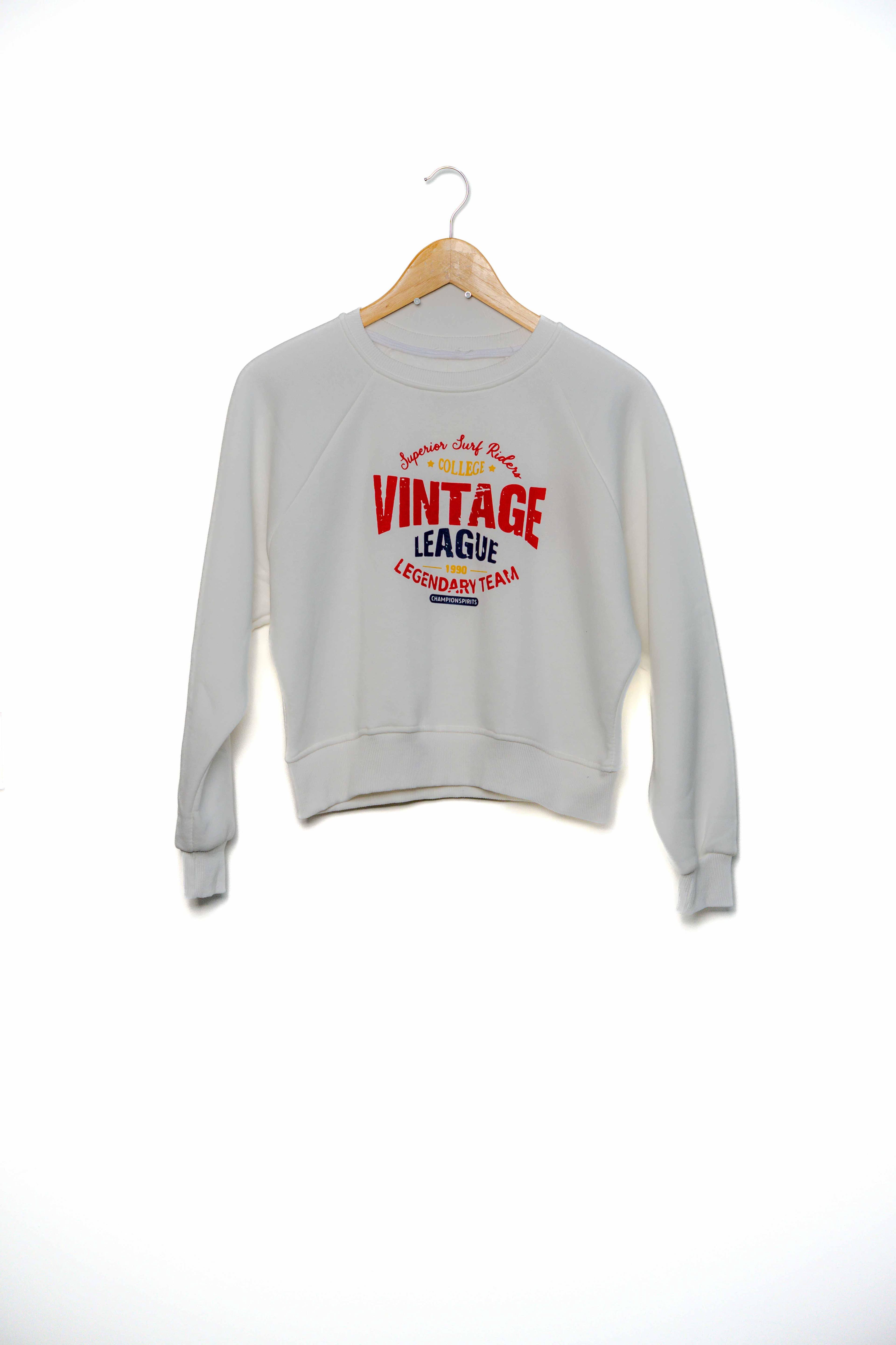Bisiklet yaka reglan kol 3 ip şardonlu sweatshirt