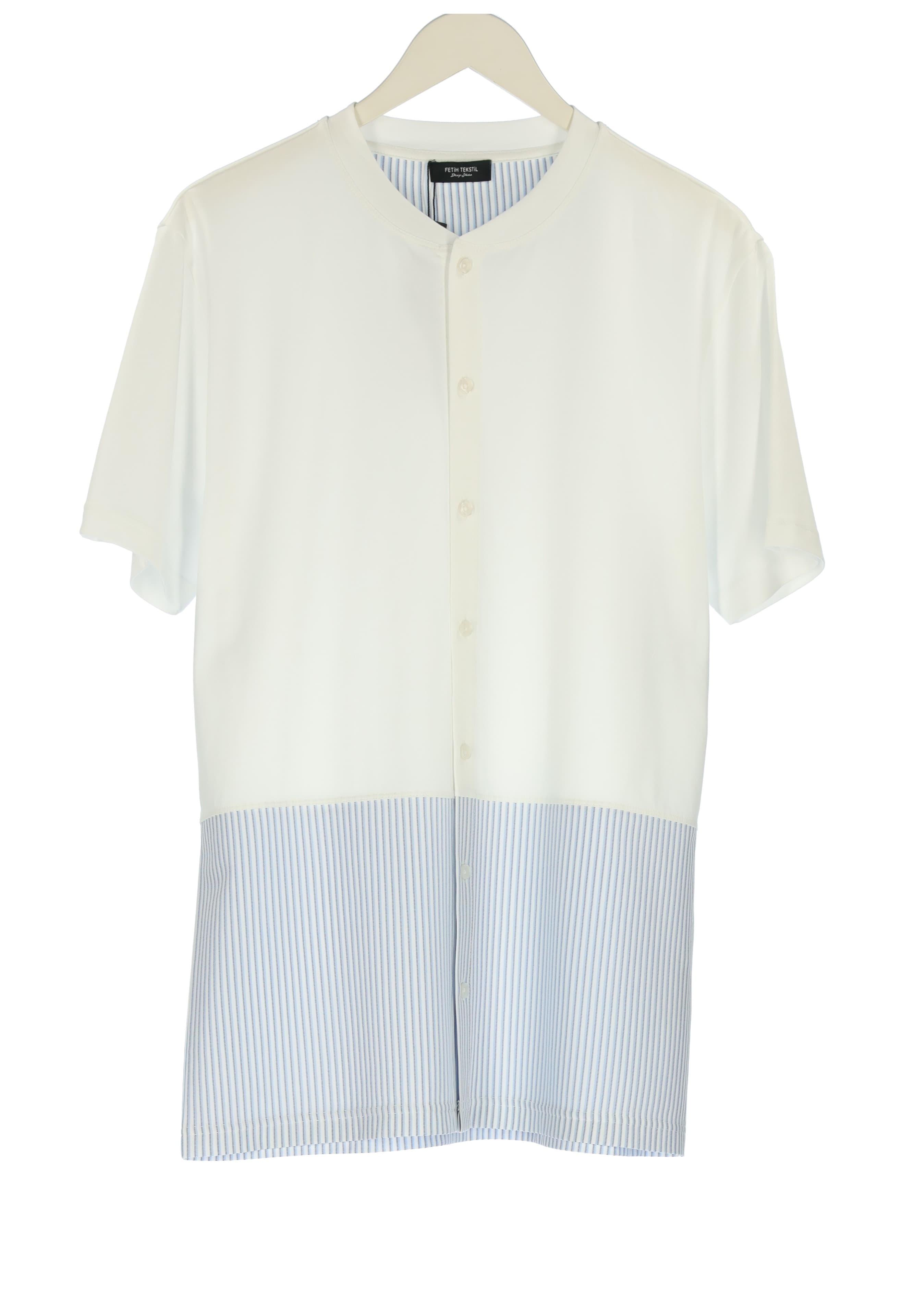 STRIPED BUTTON BLOCKED T-SHIRT