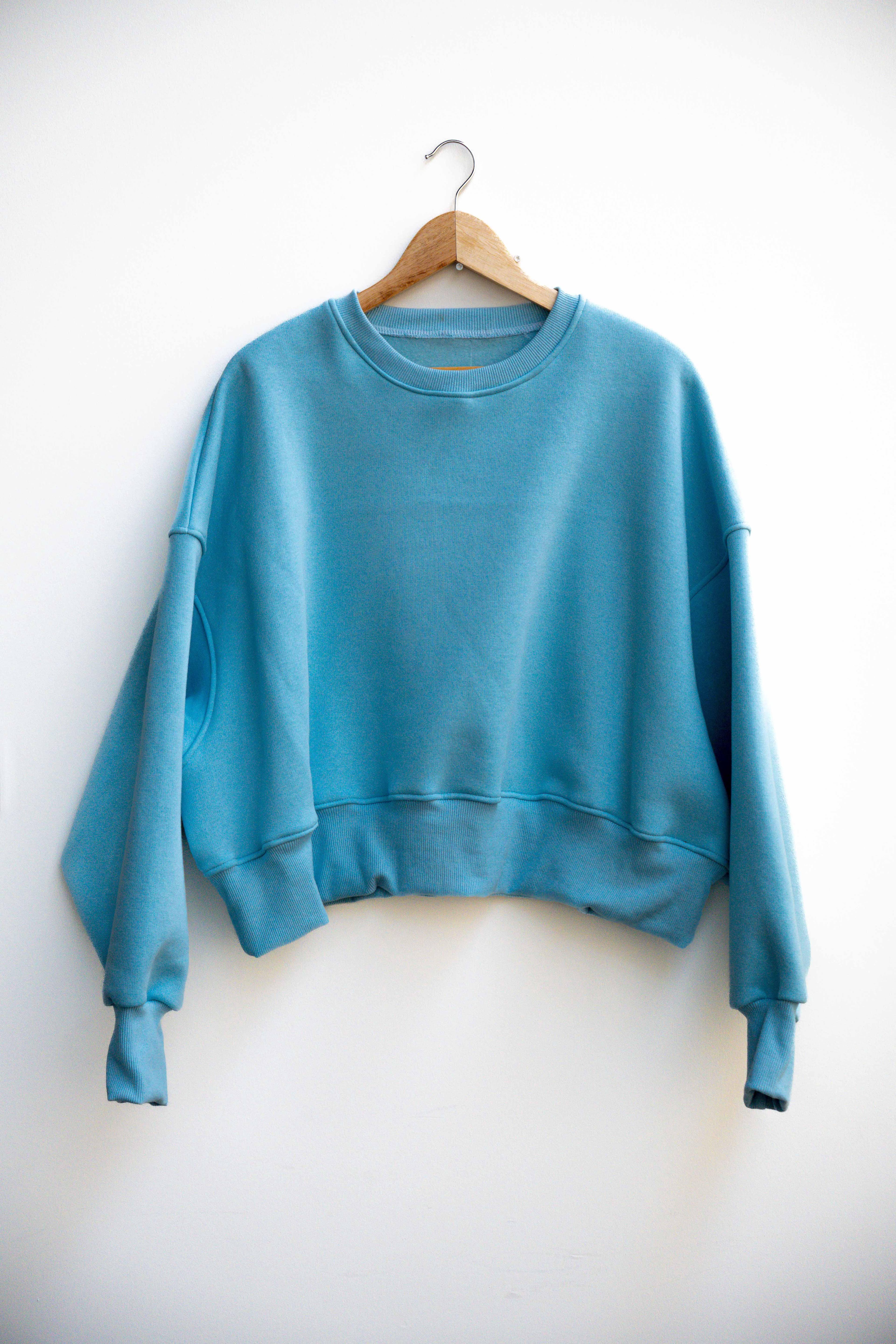Bisiklet yaka ultra oversize 3 ip şardonlu sweatshirt