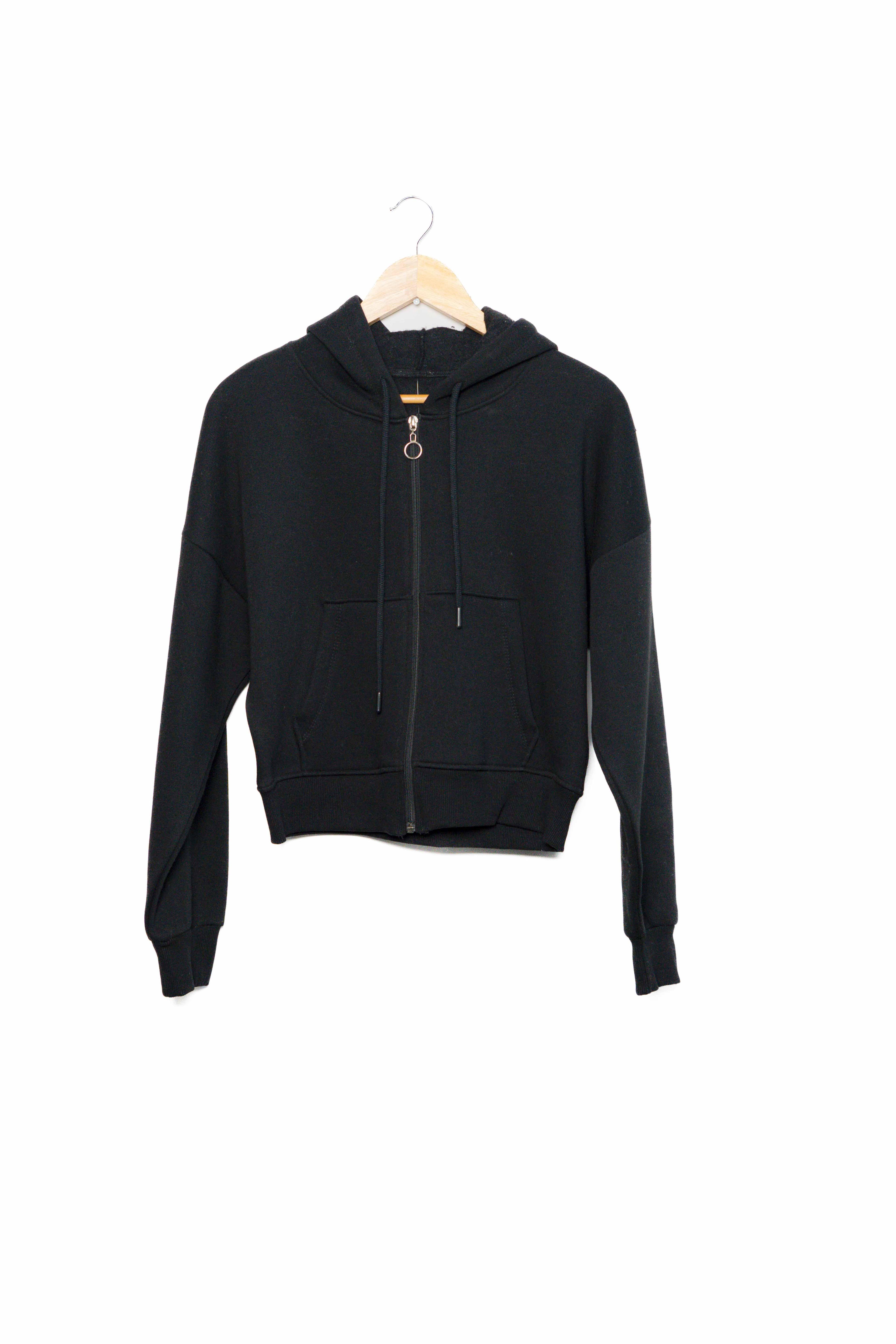 Kısa fermuarlı kapüşonlu sweatshirt